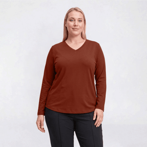 Plus Size Hasting & Smith Long Sleeve Solid V Neck Tee